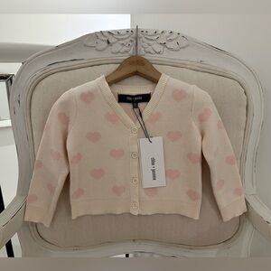 🦢 Baby 24 Month Pink Heart Cardigan 100% Cotton NWT